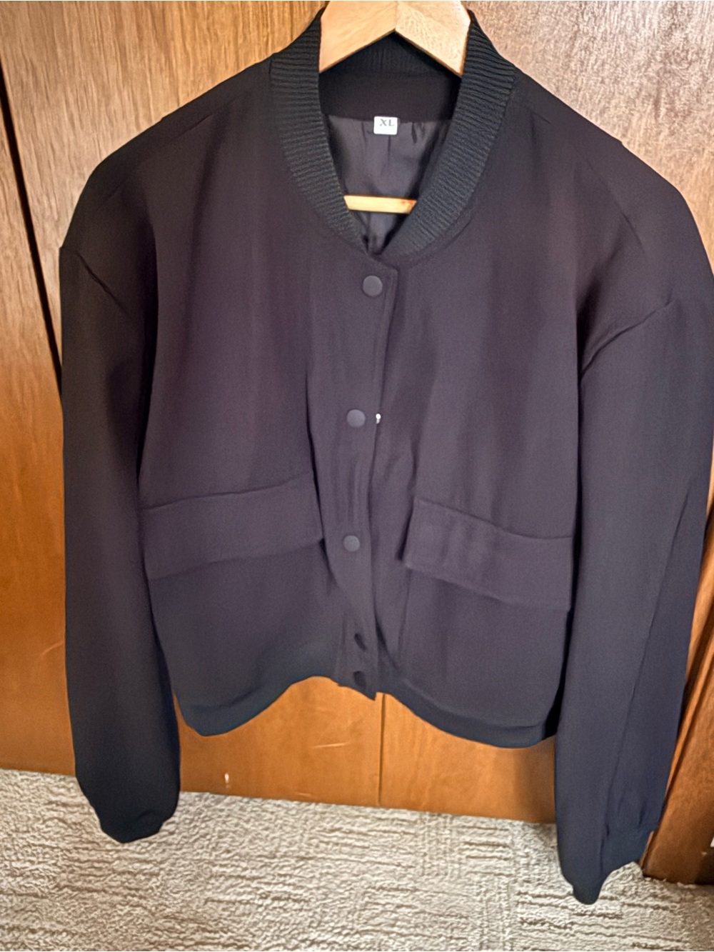 Black Women's Bomber Jacket - Classic Minimal Design